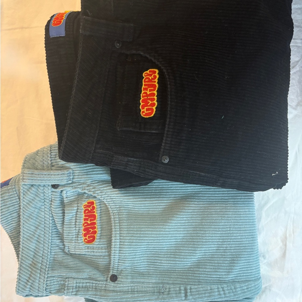 Empyre Corduroy Pants - Black and Light Blue